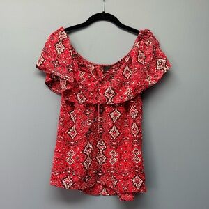 Greylin Small Red Bandana Blouse
